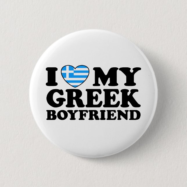 Badge Rond 5 Cm J'adore mon petit ami grec (Devant)