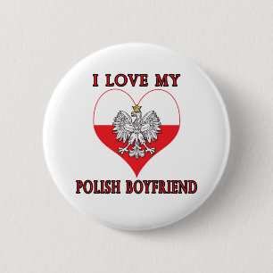 Badge Rond 5 Cm J'adore mon petit ami polonais