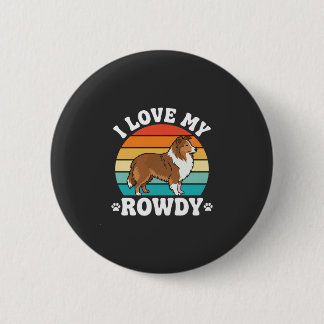 Badge Rond 5 Cm J'adore mon Sheltie rétro turbulent