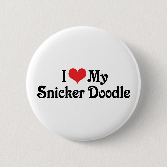 Badge Rond 5 Cm J'adore mon Snicker Doodle (Devant)