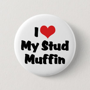 Badge Rond 5 Cm J'adore mon Stud Muffin