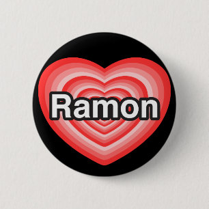 Badge Rond 5 Cm J'adore Ramon. Je t'aime Ramon. Cœur