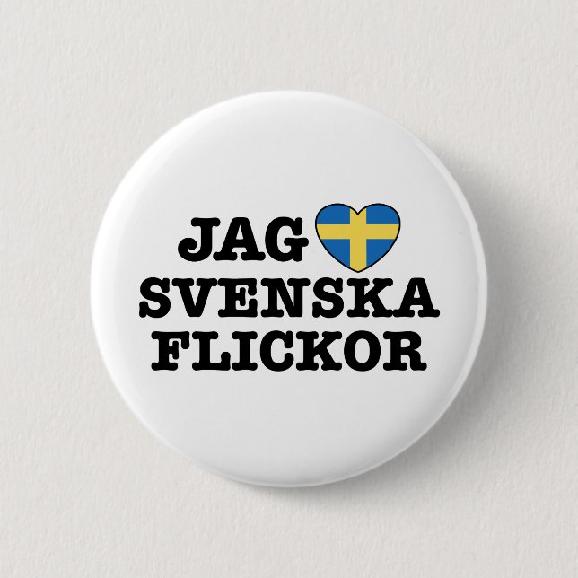 Badge Rond 5 Cm Jag Svenska Flickor (Devant)