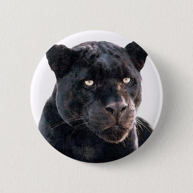 Badge Rond 5 Cm Jaguar noir (Devant)