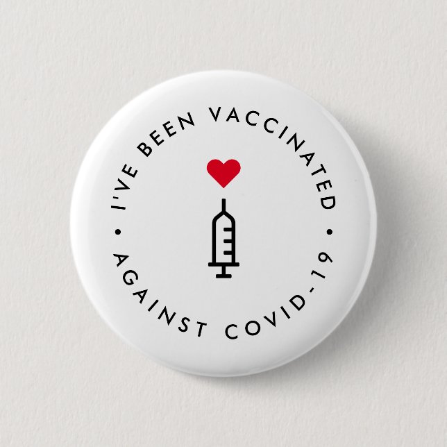 Badge Rond 5 Cm J'ai été vacciné | Aiguille cardiaque Covid-19 (Devant)