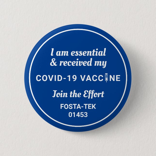 Badge Rond 5 Cm J'ai été vacciné Covid Shot personnalisé Texte ble (Devant)