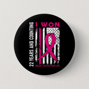 Badge Rond 5 Cm J'ai gagné le cancer du sein survivant 22 ans Anni