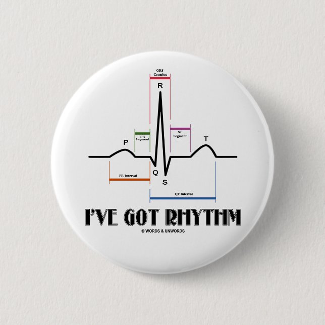 Badge Rond 5 Cm J'ai le rythme (ECG/EKG - le contour de ruelle (Devant)