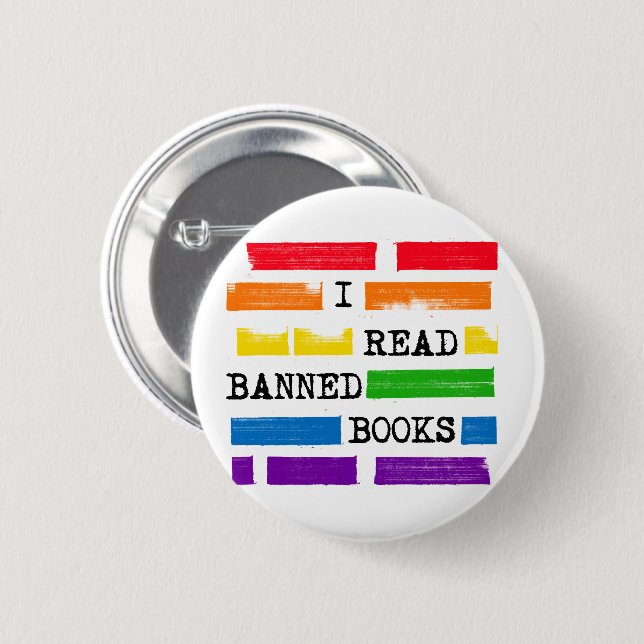 Badge Rond 5 Cm J'Ai Lu Les Livres Interdits Rainbow Redacted (Devant & derrière)