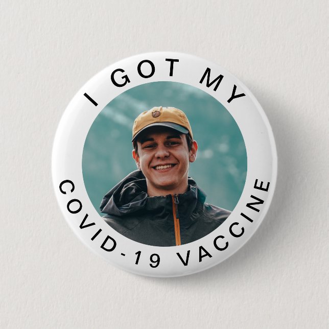 Badge Rond 5 Cm J'Ai Mon Covid19 Vaccine Typographie Ajouter Votre (Devant)
