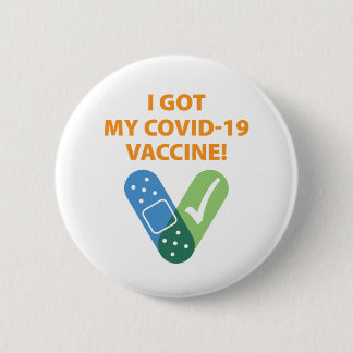 Badge Rond 5 Cm J'Ai Mon Vaccin Convid 19 - Blanc