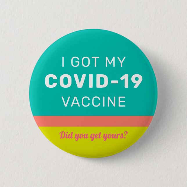 Badge Rond 5 Cm J'ai mon vaccin COVID-19 mignon vacciné (Devant)