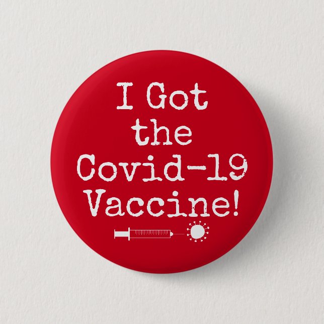 Badge Rond 5 Cm J'ai reçu le vaccin Covid-19 Simple Bright Red (Devant)