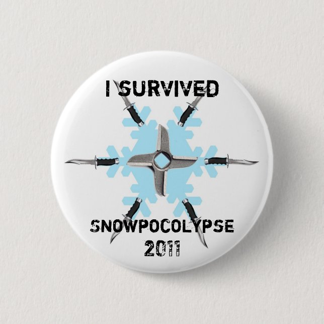 Badge Rond 5 Cm J'ai survécu à Snowpocolypse 2011 (Devant)