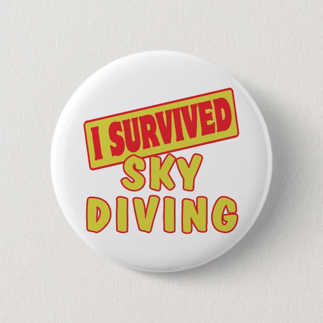 BADGE ROND 5 CM J'AI SURVÉCU AU SKYDIVING (Devant)