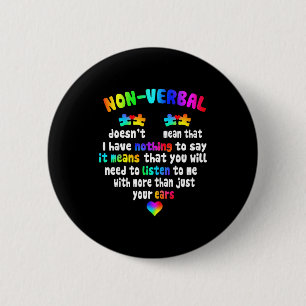 Badge Rond 5 Cm J'ai un Autisme en Pièce de Puzzle Non Verbal Néon
