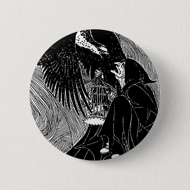 Badge Rond 5 Cm J'ai vu le bouton de trois sorcières (Devant)