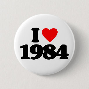 BADGE ROND 5 CM J'AIME 1984
