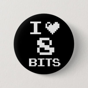 Badge Rond 5 Cm J'aime 8 bits