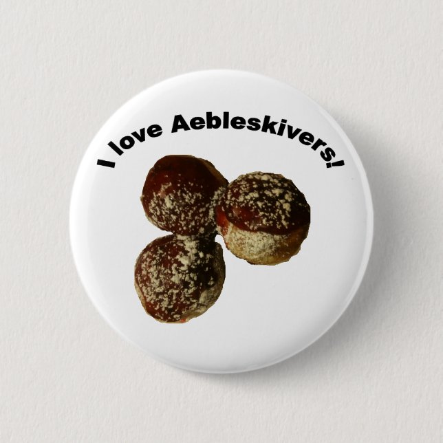 Badge Rond 5 Cm J'aime Aebleskivers ! (Devant)
