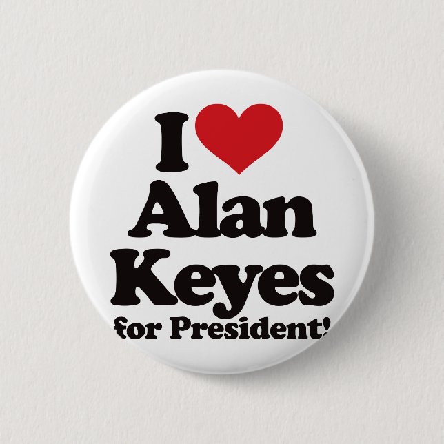 Badge Rond 5 Cm J'aime Alan Keyes pour le président (Devant)