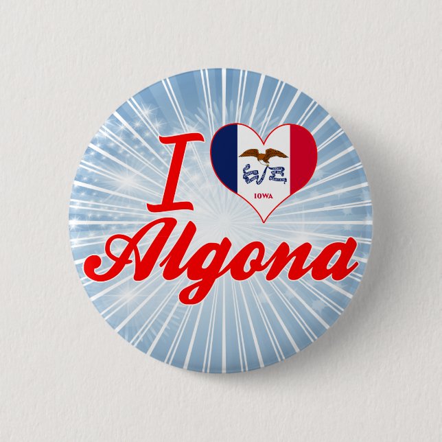 Badge Rond 5 Cm J'aime Algona, Iowa (Devant)