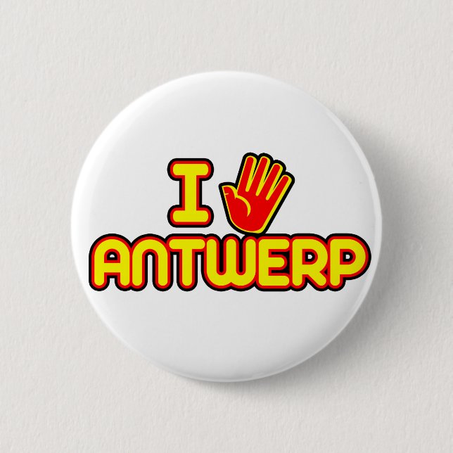 Badge Rond 5 Cm J'aime Anvers (la main) (Devant)