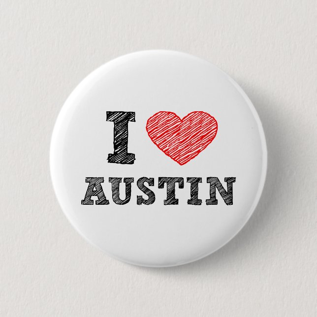 Badge Rond 5 Cm J'aime Austin (Devant)
