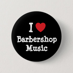 Badge Rond 5 Cm J'aime Barbershop Music coeur personnalisé