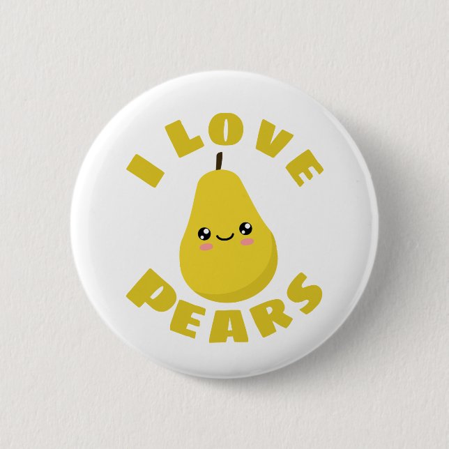 Badge Rond 5 Cm J'aime Bouton à poires (Devant)