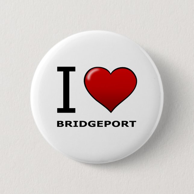 BADGE ROND 5 CM J'AIME BRIDGEPORT, CT - LE CONNECTICUT (Devant)