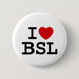 Badge Rond 5 Cm J'aime BSL (blanc)