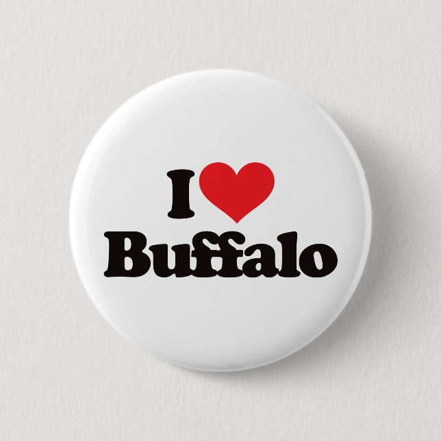 Badge Rond 5 Cm J'aime Buffalo (Devant)