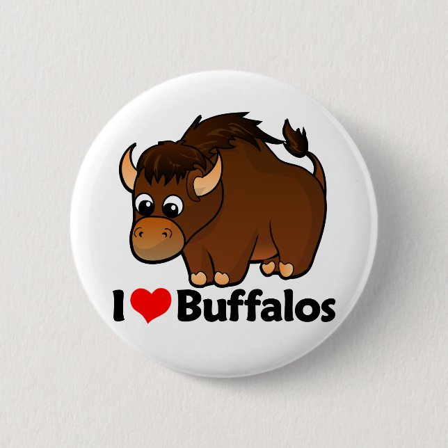 Badge Rond 5 Cm J'aime Buffalo (Devant)