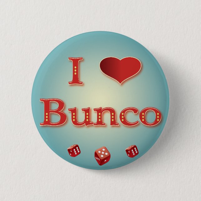 Badge Rond 5 Cm J'aime Bunco en rouge avec les matrices rouges (Devant)