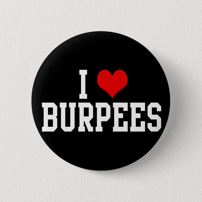 Badge Rond 5 Cm J'aime Burpees, forme physique (Devant)