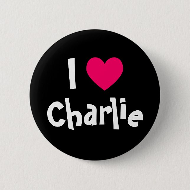 Badge Rond 5 Cm J'aime Charlie (Devant)
