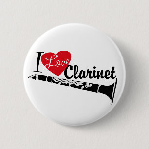 Badge Rond 5 Cm J'Aime Clarinet