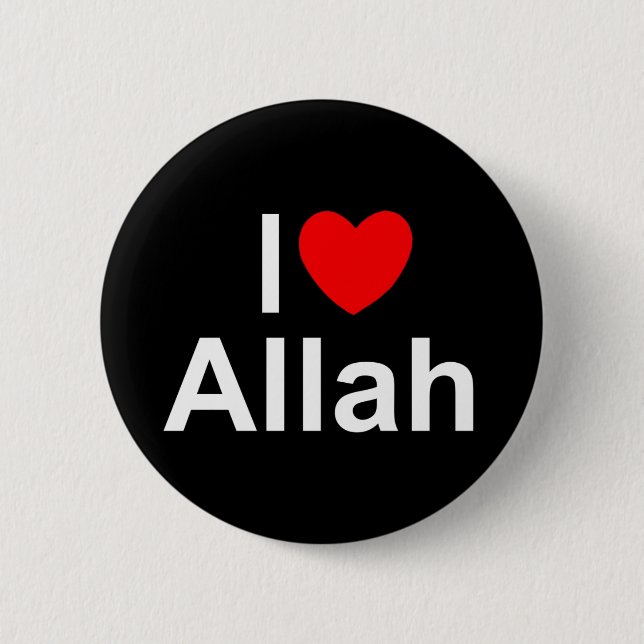 Badge Rond 5 Cm J'aime (coeur) Allah (Devant)