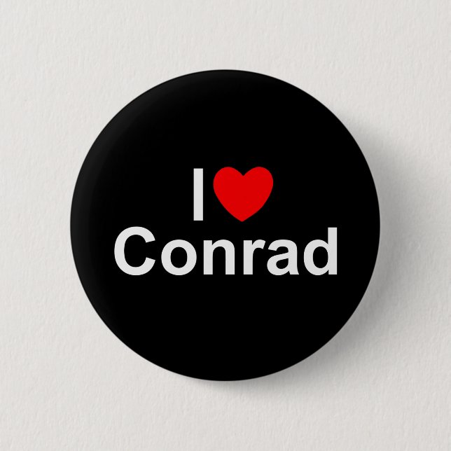 Badge Rond 5 Cm J'aime (coeur) Conrad (Devant)
