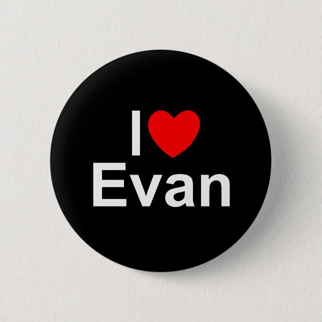 Badge Rond 5 Cm J'aime (coeur) Evan (Devant)