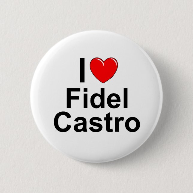 Badge Rond 5 Cm J'aime (coeur) Fidel Castro (Devant)