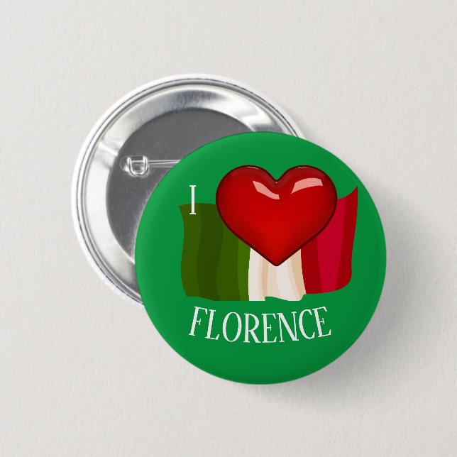 Badge Rond 5 Cm J'AIME (COEUR) FLORENCE modifiable (Devant & derrière)