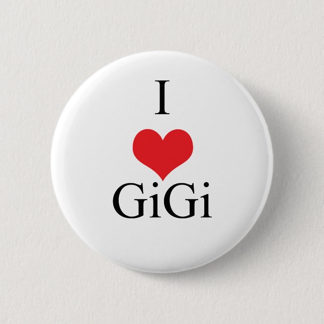 Badge Rond 5 Cm J'aime (coeur) GiGi (Devant)