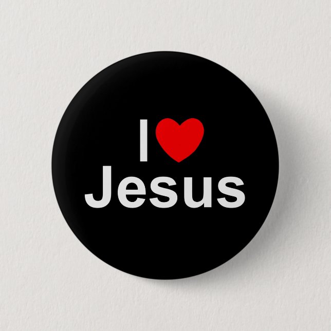 Badge Rond 5 Cm J'aime (coeur) Jésus (Devant)