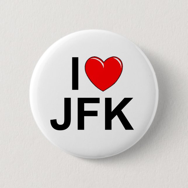 Badge Rond 5 Cm J'aime (coeur) JFK (Devant)