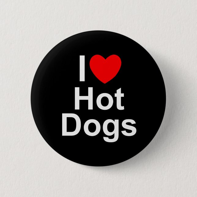 Badge Rond 5 Cm J'aime (coeur) les hot-dogs (Devant)