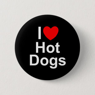 Badge Rond 5 Cm J'aime (coeur) les hot-dogs