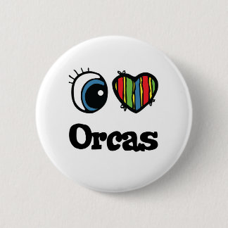 Badge Rond 5 Cm J'aime (cœur) les orques