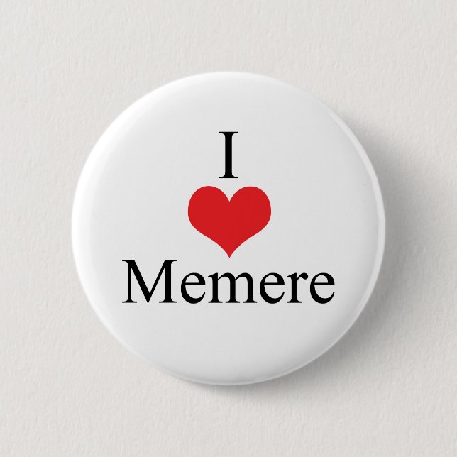 Badge Rond 5 Cm J'aime (coeur) Memere (Devant)